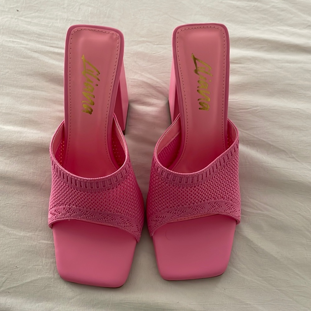 Pink Miss Lola block heels